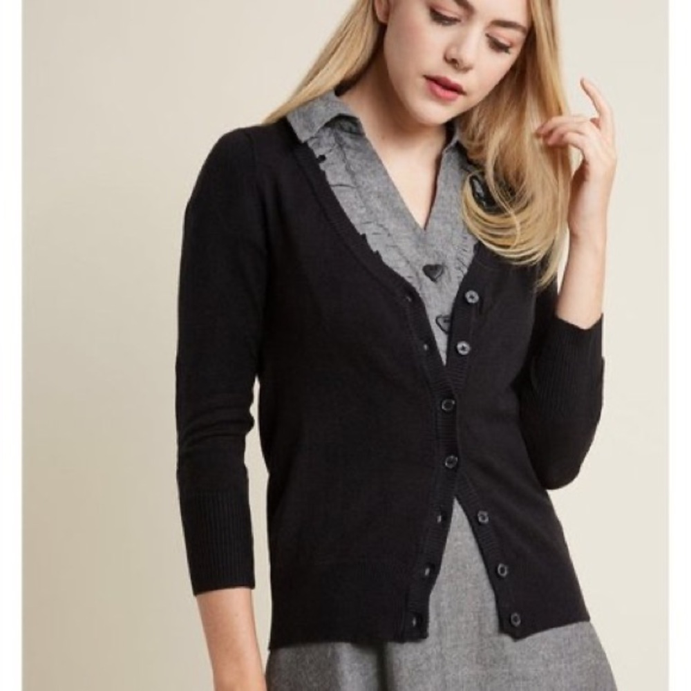 ModCloth Charter School Cardigan Black